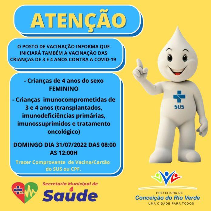 Domingo (31/07), é dia de Vacinação