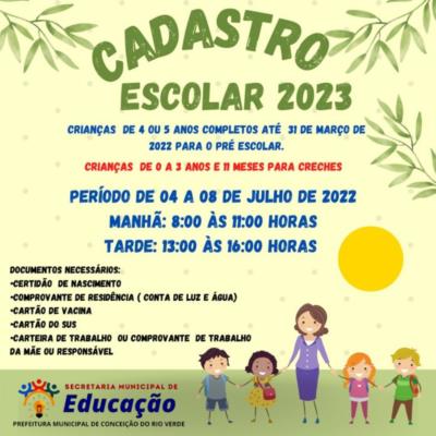 CADASTRAMENTO ESCOLAR 2023