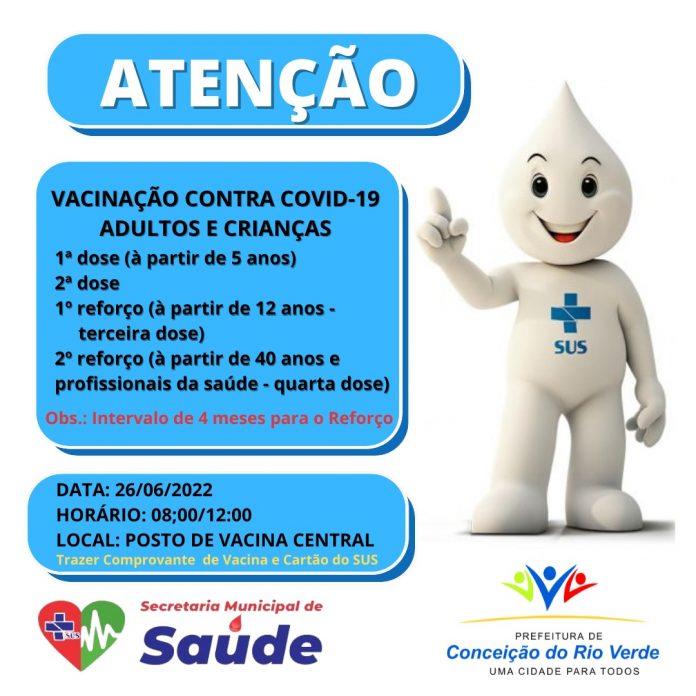 ATENÇÃO USUÁRIOS DA REDE MUNICIPAL DE SAÚDE- DOMINGO DIA DE VACINAÇÃO