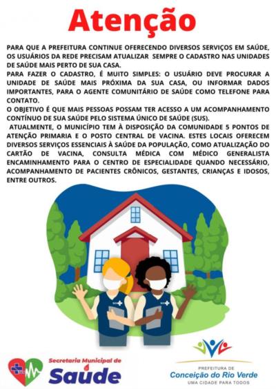 ATENÇÃO USUÁRIOS DA REDE DE SAÚDE MUNICIPAL