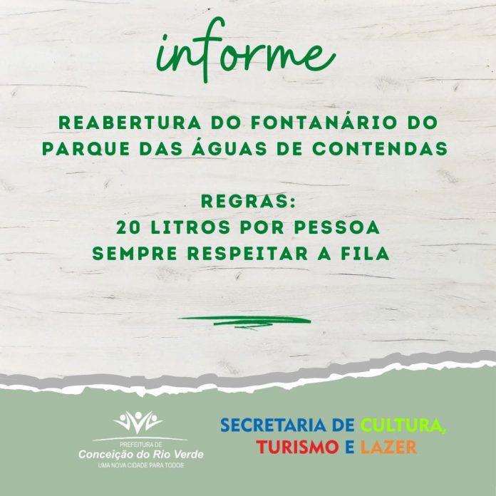 REABERTURA DO FONTANÁRIO NO PARQUE DAS ÁGUAS DE CONTENDAS