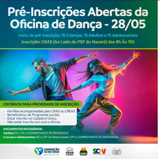 CRAS INICIA AS INSCRIÇÕES PRESENCIAL PARA OFICINA DE DANÇA