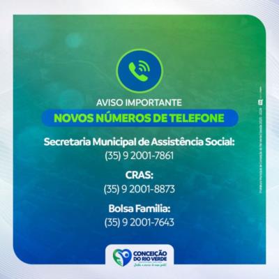 ATENÇÃO: NOVOS NÚMEROS DE TELEFONE!