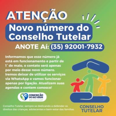 ATENÇÃO: NOVO NÚMERO DO CONSELHO TUTELAR