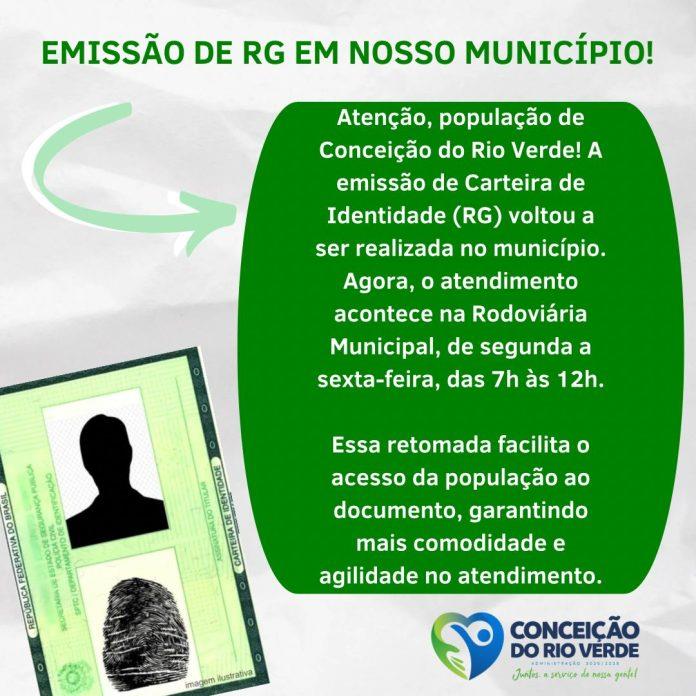 EMISSÃO DE RG VOLTA A SER REALIZADA NO MUNICÍPIO!