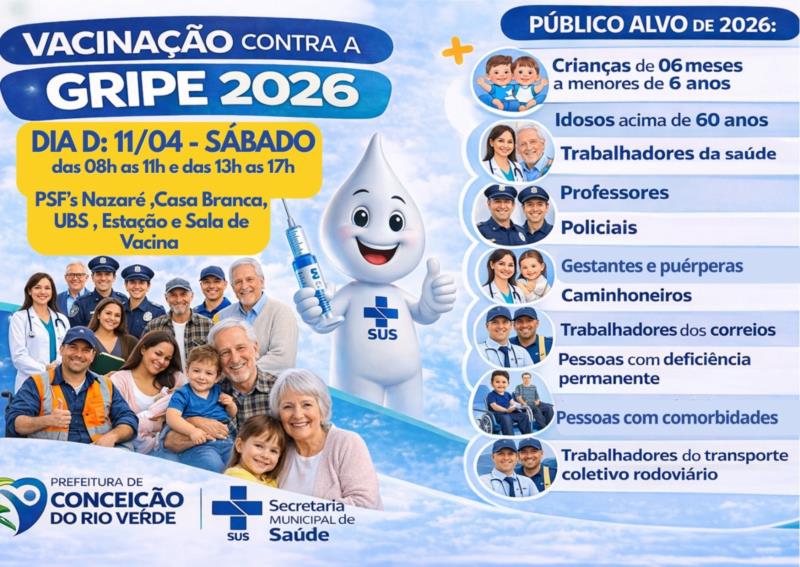 DIA D DA CAMPANHA DE VACINAÇÃO CONTRA A GRIPE 2026 JÁ TEM DATA DEFINIDA