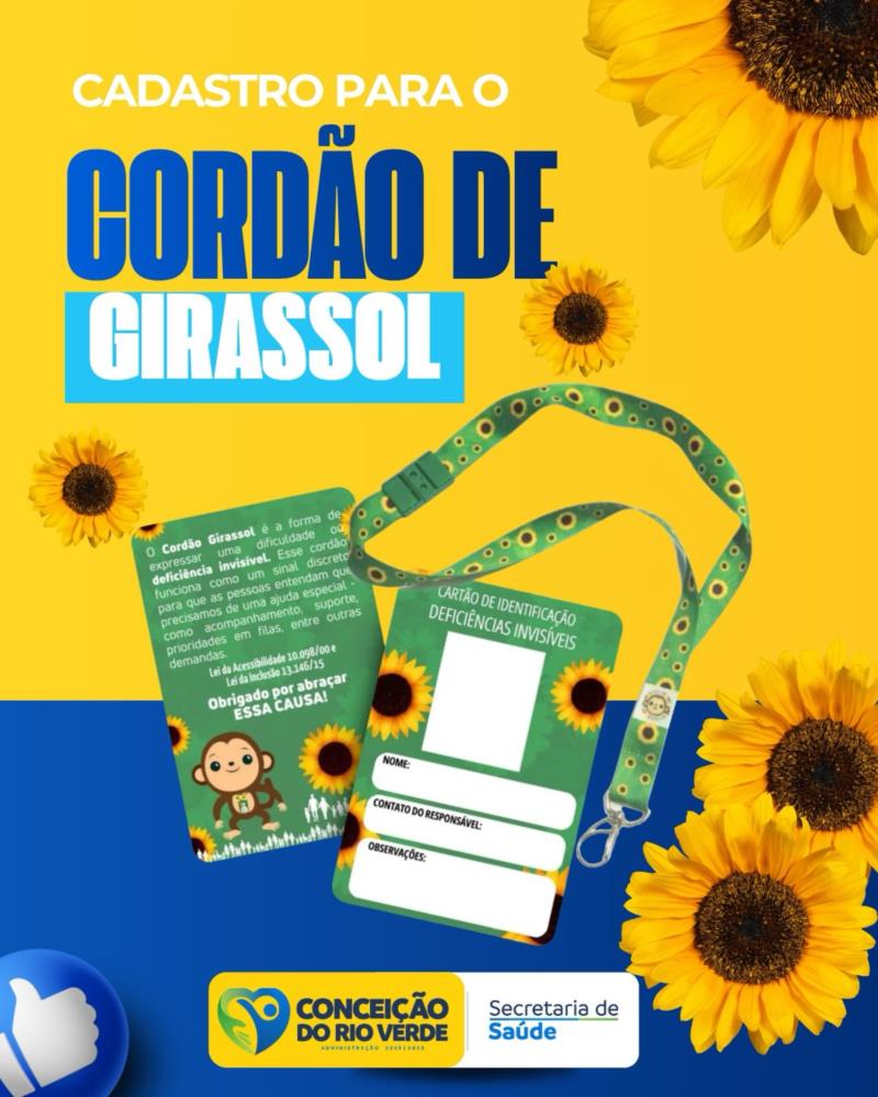 SECRETARIA DE SAÚDE INICIA CADASTRO PARA CORDÃO E CRACHÁ DE GIRASSOL