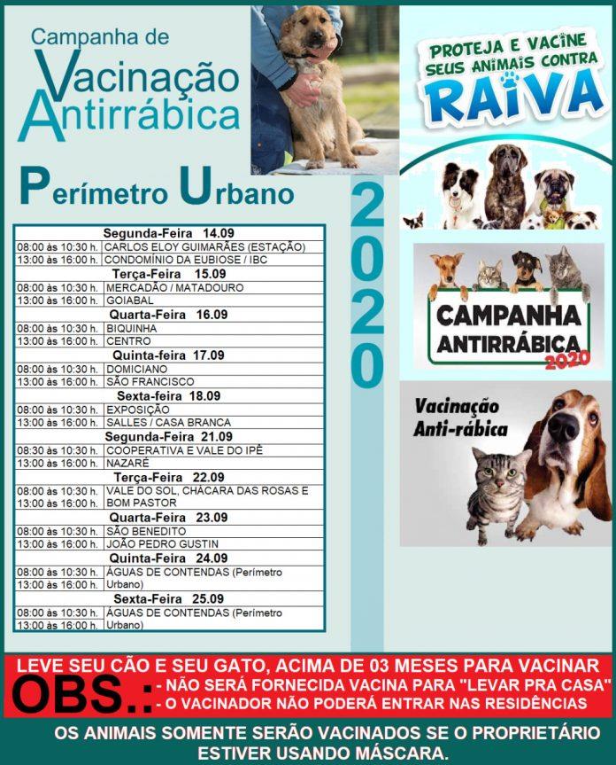 CAMPANHA DE VACINAÇÃO ANTIRRÁBICA 2020 - PERÍMETRO URBANO
