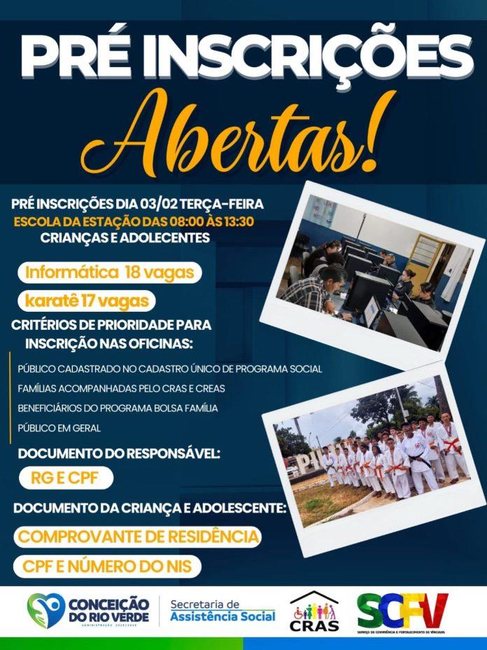 PRÉ-INSCRIÇÕES ABERTAS PARA OFICINAS DE INFORMÁTICA E KARATÊ NO BAIRRO ESTAÇÃO