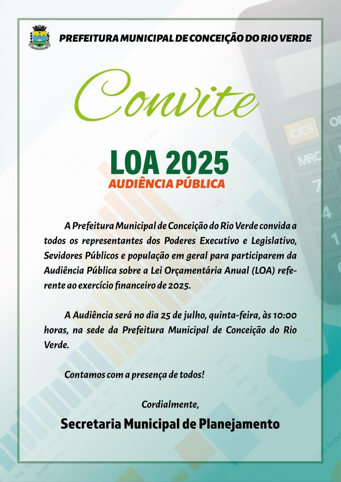Convite AUDIÊNCIA PÚBLICA – LOA 2025