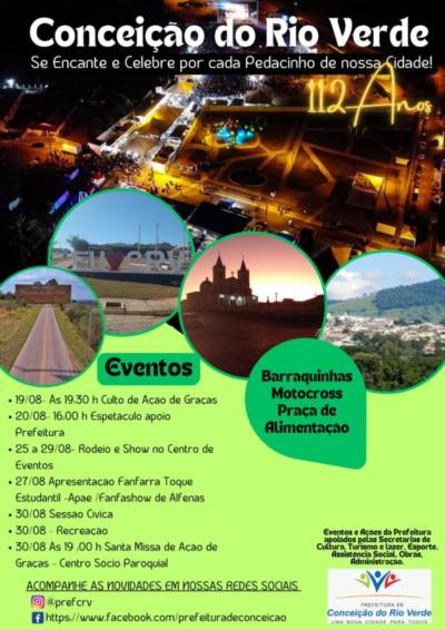 Agenda Cultural-112 anos de Conceição do Rio Verde