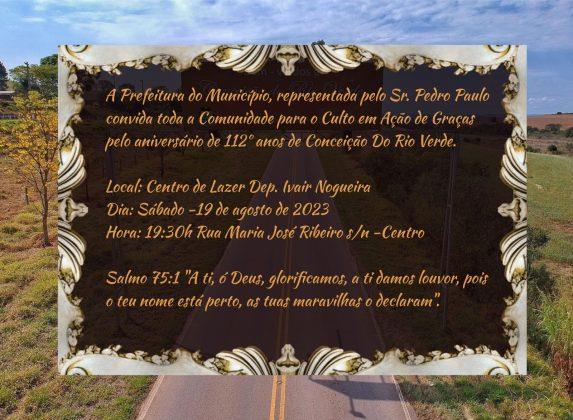 Culto de ação de graças pelos 112 anos de Conceição do Rio Verde