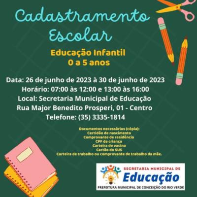 CADASTRAMENTO ESCOLAR 2023