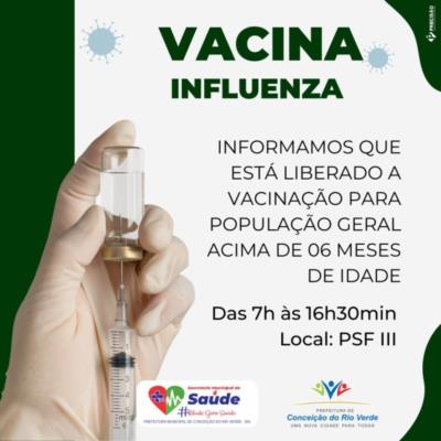 ATENÇÃO - A vacina da gripe já está liberada para toda a população!