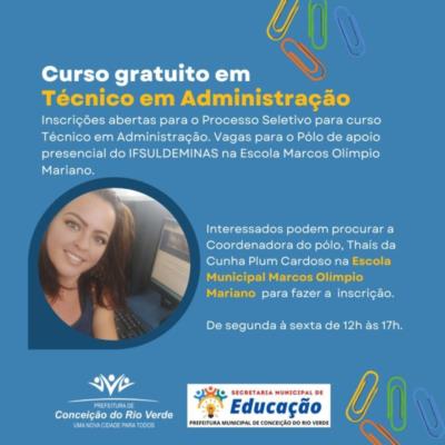 Processo Seletivo para Curso no Polo do IfSul de Minas em Conceição do Rio Verde