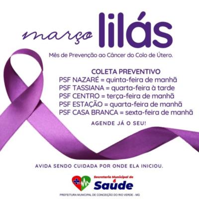 MARÇO LILÁS- Prevenção do Câncer do Colo de Útero