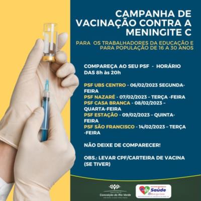 CAMPANHA DE VACINAÇÃO CONTRA MENIGITE C-SEGUE A PROGRAMAÇÃO