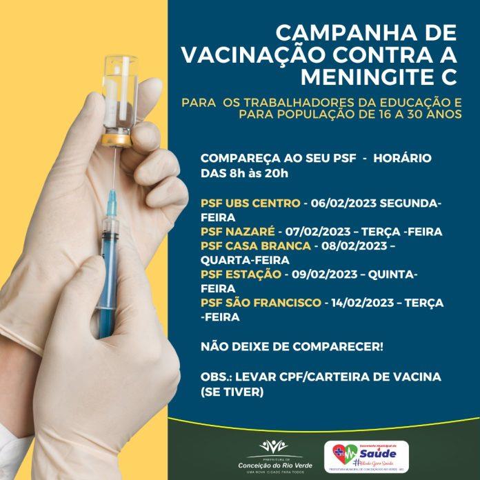 CAMPANHA DE VACINAÇÃO CONTRA MENIGITE C-SEGUE A PROGRAMAÇÃO