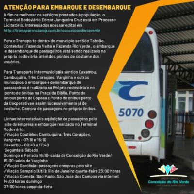 ATENÇÃO PARA EMBARQUE E DESEMBARQUE